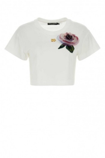 Dolce & Gabbana  Biała bawełniana koszulka, F8U99ZGDCB1 W0800