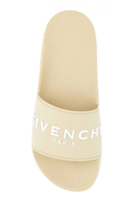 Givenchy Beżowe gumowe klapki z logo