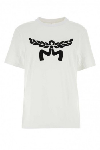 MCM Biała bawełniana koszulka z logo