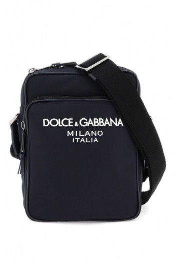 Dolce & gabbana Czarna nylonowa torebka listonoszka z logo męska 27609