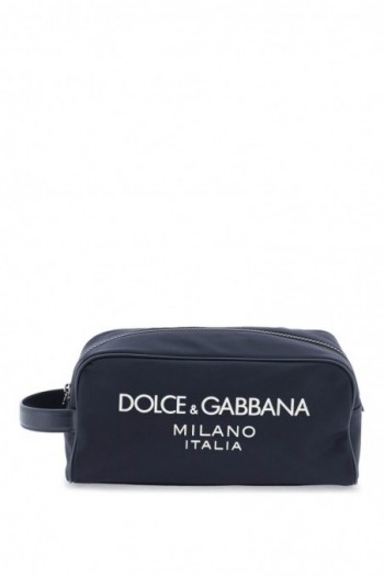 Dolce & gabbana Czarna nylonowa kosmetyczka z logo męska