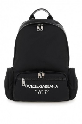 Dolce & gabbana Czarny nylonowy plecak z logo męski