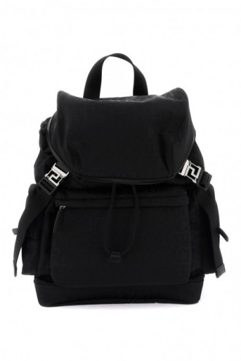 Versace Czarny plecak z nadrukiem logo Versace Allover