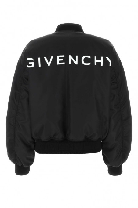 Givenchy Czarna ocieplana kurtka bomberka z logo