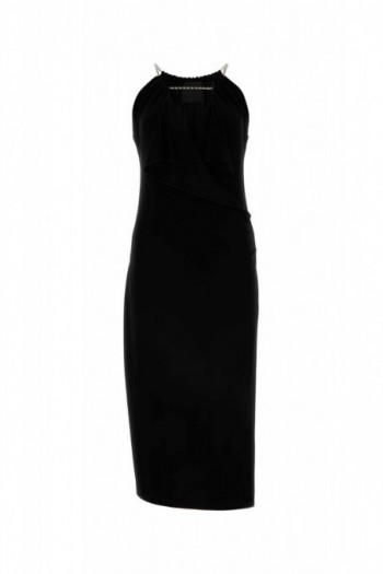 Givenchy Czarna sukienka midi z łańcuszkiem