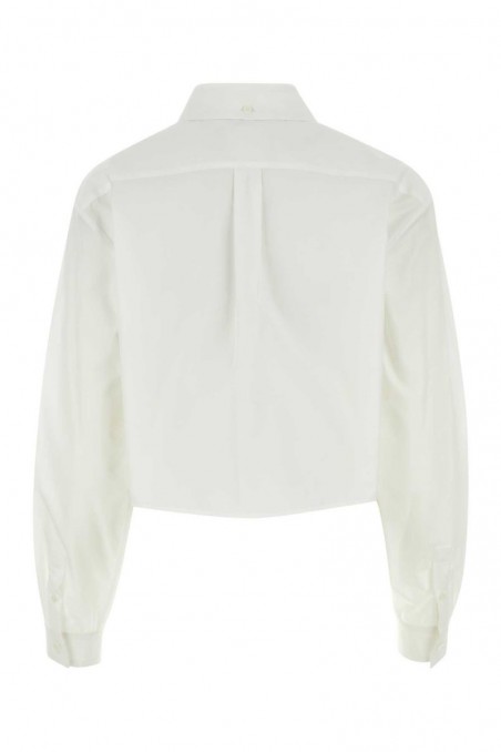 Givenchy Krótka biała koszula z metalowym logo