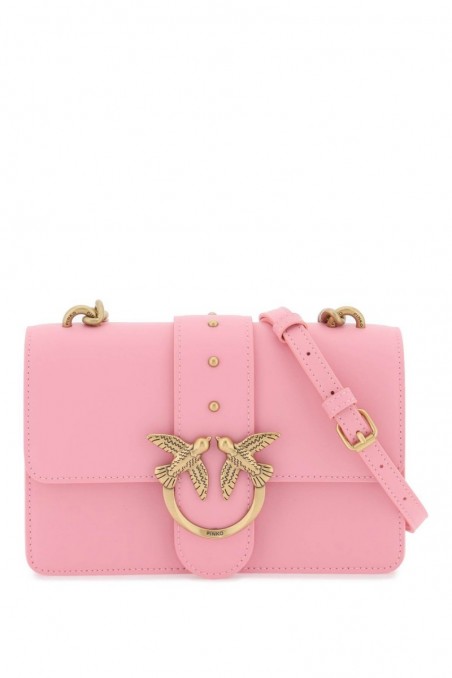 Pinko Różowa skórzana torebka na ramię Classic Love Icon Simply