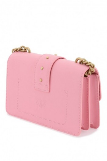 Pinko Różowa skórzana torebka na ramię Classic Love Icon Simply