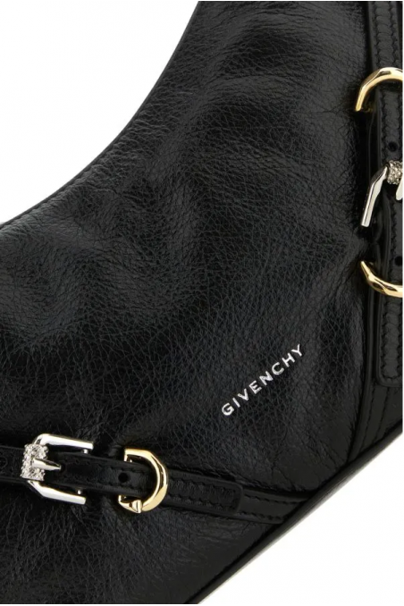 Givenchy Czarna skórzana mini torebka na ramię Voyou