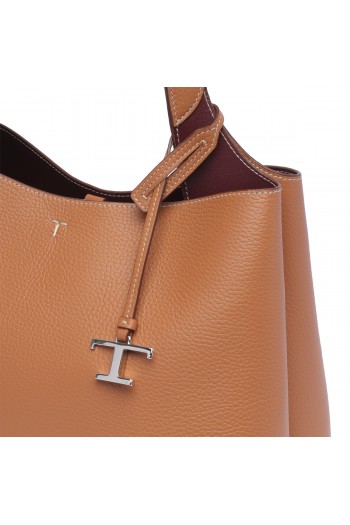 Tod's Skórzana torba shopper z pojedynczym uchwytem i logo przewieszką