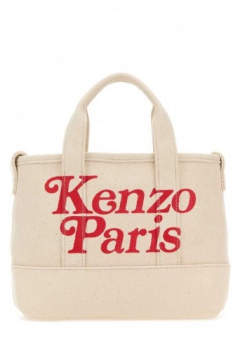Kenzo Mała płócienna torba shopper Kenzo Utility kość słoniowa