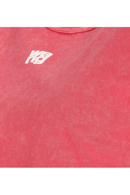 Alexander Wang Krótka czerwona bawełniana koszulka z logo