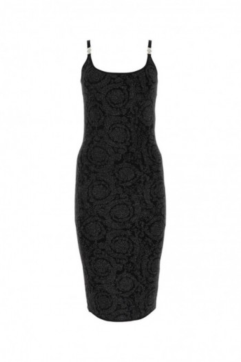 Versace Czarna sukienka z mieszanki wiskozy ze stretchem