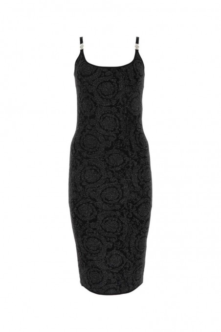 Versace Czarna sukienka z mieszanki wiskozy ze stretchem