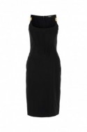2Versace Czarna sukienka midi z elastycznej wiskozy