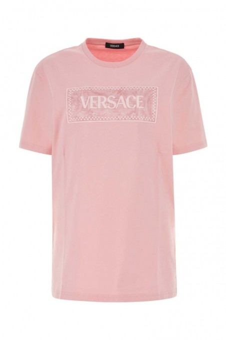 Versace Różowa bawełniana koszulka z logo