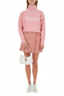 2Versace Różowy wełniany sweter z logo