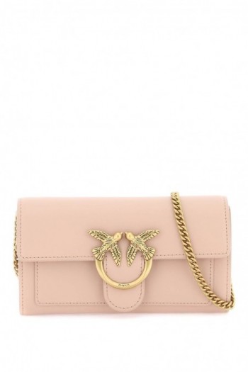 Pinko Różowa skórzana torebka na ramię Love bag simply 29451