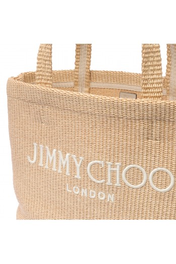 Jimmy Choo Mała torebka TOTE BEACH z raffi, beżowa