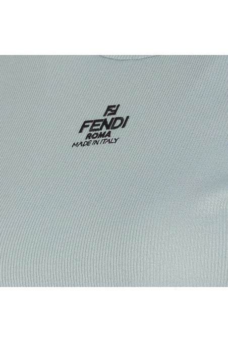 Fendi Krótka koszulka z logo FENDI ROMA, niebieska