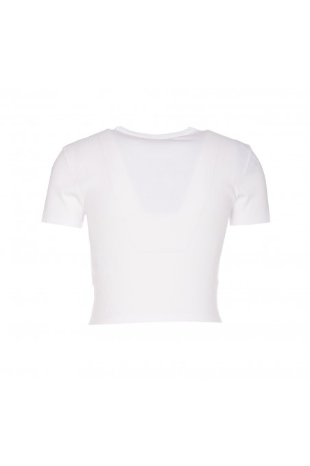 Fendi Krótka koszulka z logo FENDI ROMA, biała