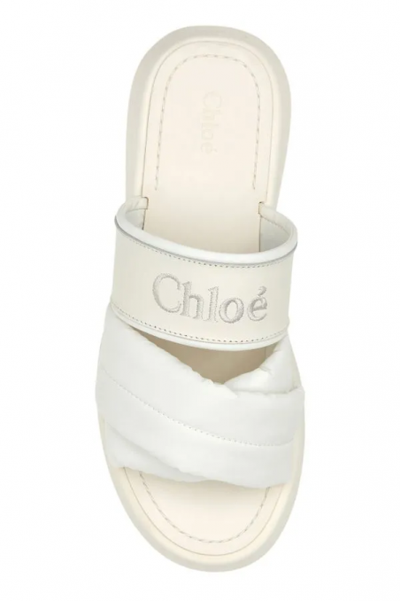 Chloe Białe klapki na platformie Mila