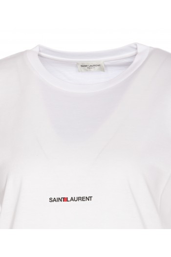 SAINT LAURENT  Koszulka z logo, biała, RIVE GAUCHE