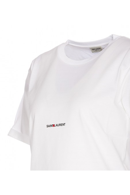 SAINT LAURENT  Koszulka z logo, biała, RIVE GAUCHE
