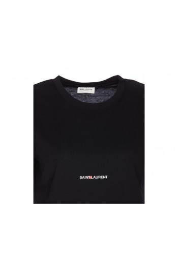 SAINT LAURENT  Koszulka z logo, czarna, RIVE GAUCHE