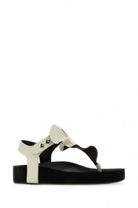 Isabel Marant Białe skórzane sandały typu japonki Isela