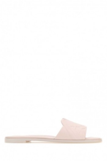 Alexander McQueen Różowe skórzane klapki z logo