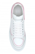 2Alexander McQueen Biało różowe skórzane sneakersy na grubej podeszwie