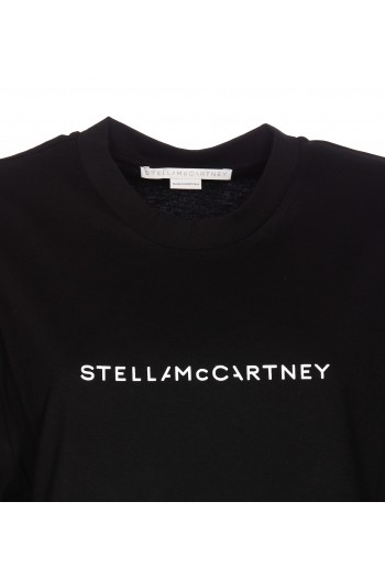 Stella mccartney Bawełniana koszulka z logo, czarna