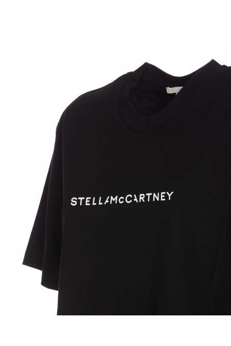 Stella mccartney Bawełniana koszulka z logo, czarna
