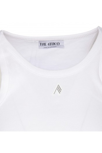 The Attico Top bez rękawów z haftowanym logo, biały