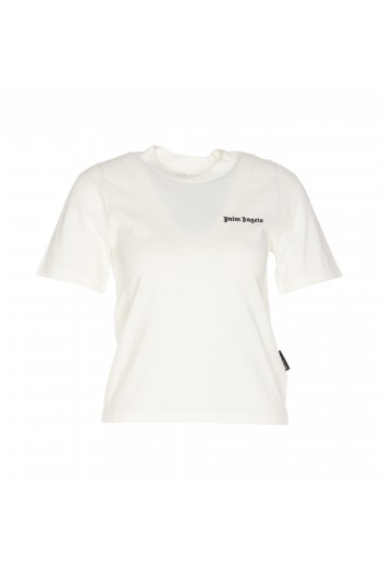 Palm Angels Biała koszulka z kontrastowym logo