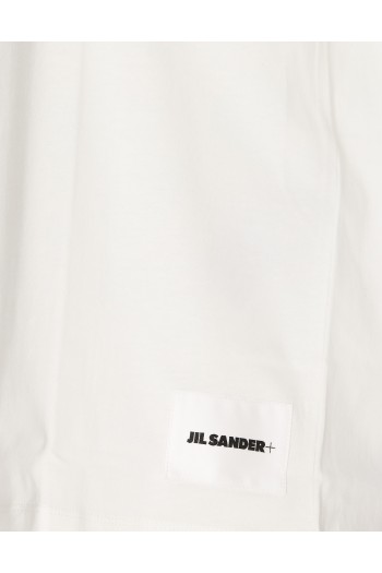 Jil Sander Bawełniana koszulka z naszywaną logo plakietką