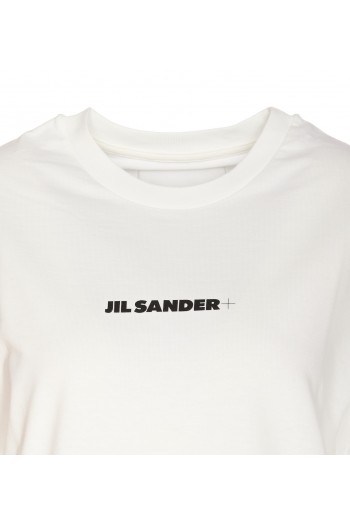 Jil Sander Biała koszulka z kontrastowym logo