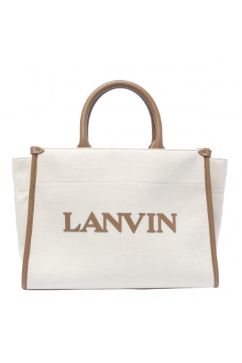 Lanvin Beżowa materiałowa torba shopper IN&OUT