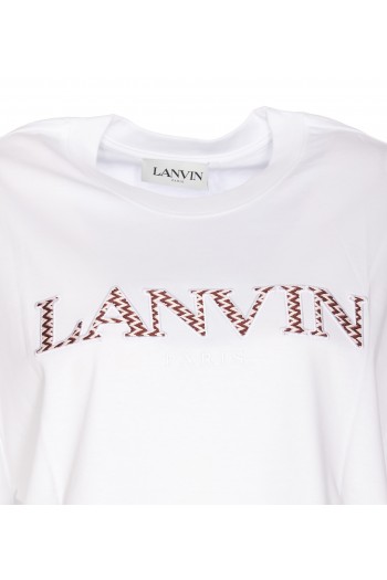 Lanvin Bawełniana koszulka z logo "Lanvin Paris", biały