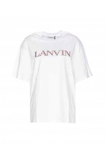 Lanvin Bawełniana koszulka z logo "Lanvin Paris", biały