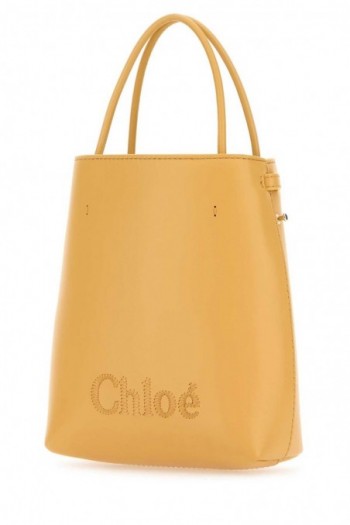 Chloe Żółta skórzana torebka do ręki Chloé Sense