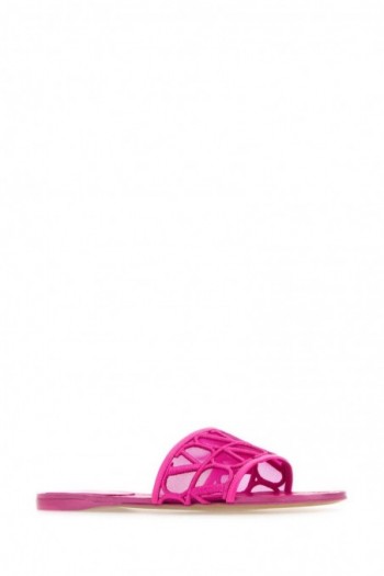 Valentino Różowe siatkowe klapki Toile Iconographe