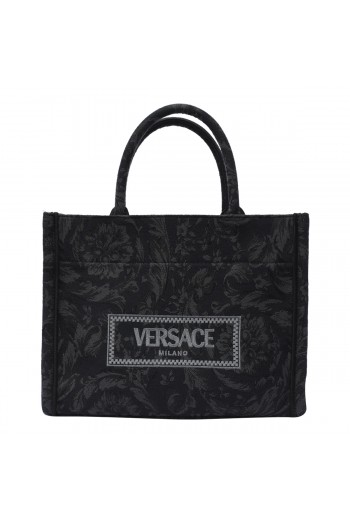 Versace Mała czarna torba tote Athena Barocco