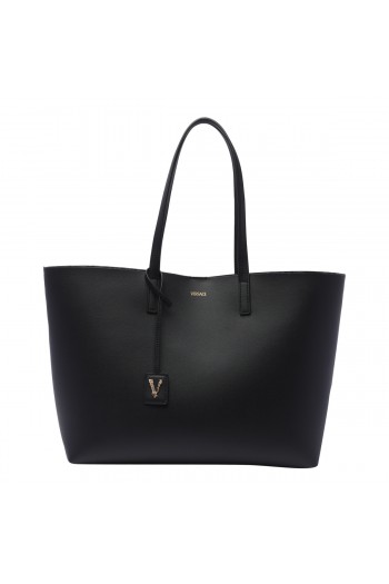 Versace Skórzana torba shopper, na zakupy, czarna