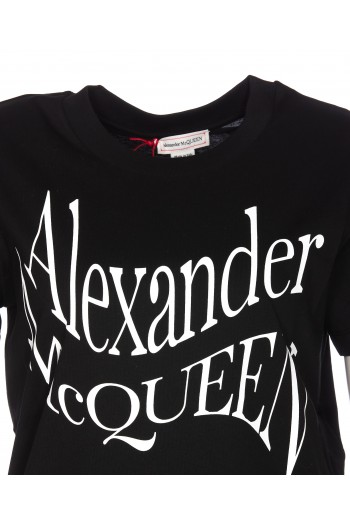Alexander McQueen Bawełniana koszulka z logo, 781403QZALT0901