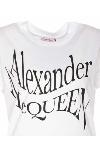 Alexander McQueen Bawełniana koszulka z logo, 781403QZALT0900