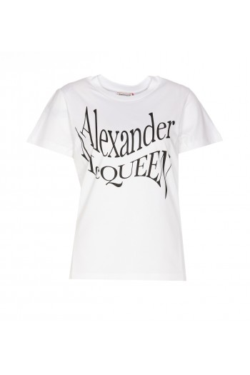 Alexander McQueen Bawełniana koszulka z logo, 781403QZALT0900