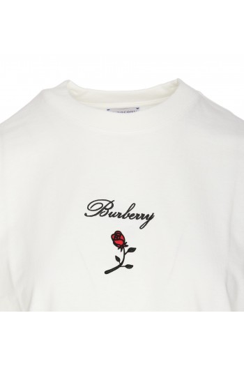 Burberry Bawełniana koszulka oversize z logo z różą