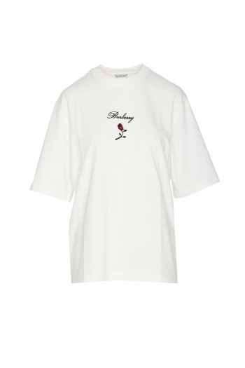 Burberry Bawełniana koszulka oversize z logo z różą